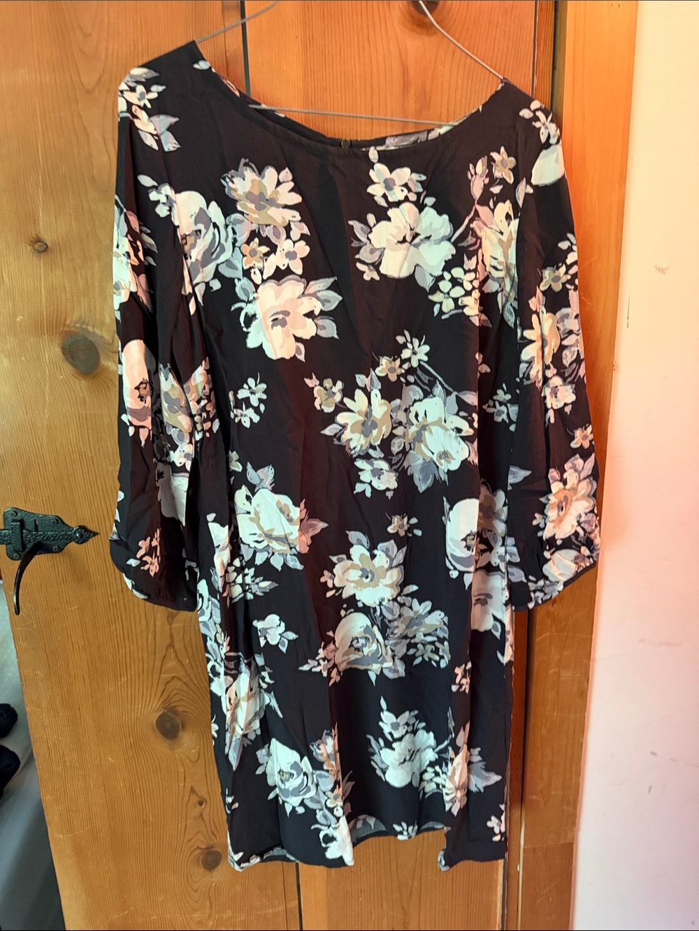 VINTAGE Old Navy Black Floral Boatneck Tunic
